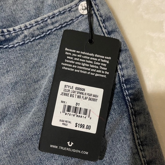 True Religion Jennie Curvy Big T MR Flap Mid Rise Super Skinny Jeans Sz 31 $199 - Picture 8 of 10